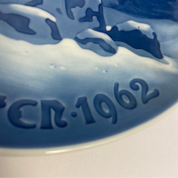 1962 Danish Winter Blue PLATE Bing & Grondah Denmark Decorative Holiday MCM Vtg - Picture 3 of 12